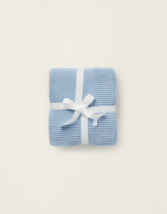 Buy Online Knitted Blanket Plain 75X90Cm Zy Baby Blue