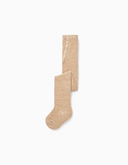 Cotton Knit Tights for Baby Boys, Beige