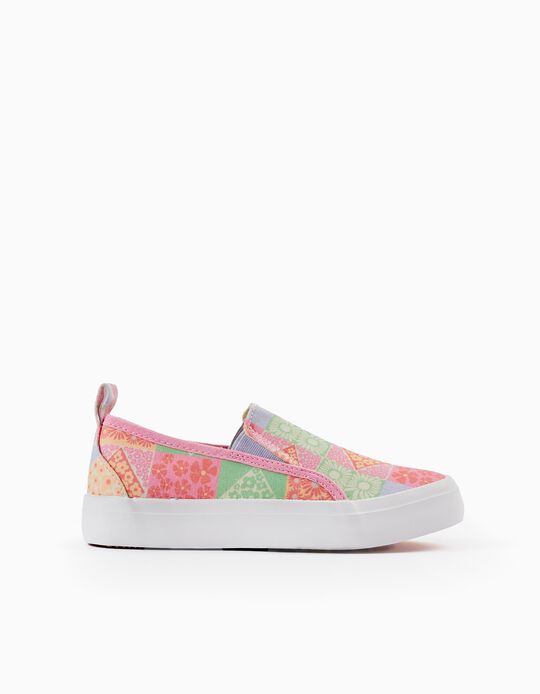 Buy Online Canvas Shoes for Girls 'Slip-On - Floral', Multicolour