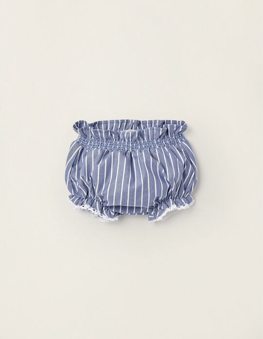 Comprar Online Tapa-Fraldas às Riscas com Renda para Recém-Nascida, Azul/Branco
