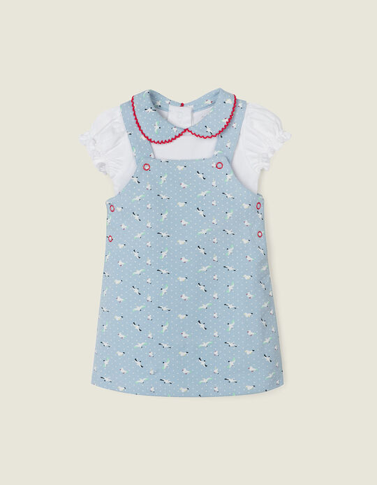 Body + Dress for Newborn Baby Girls 'Seagull', Blue/White