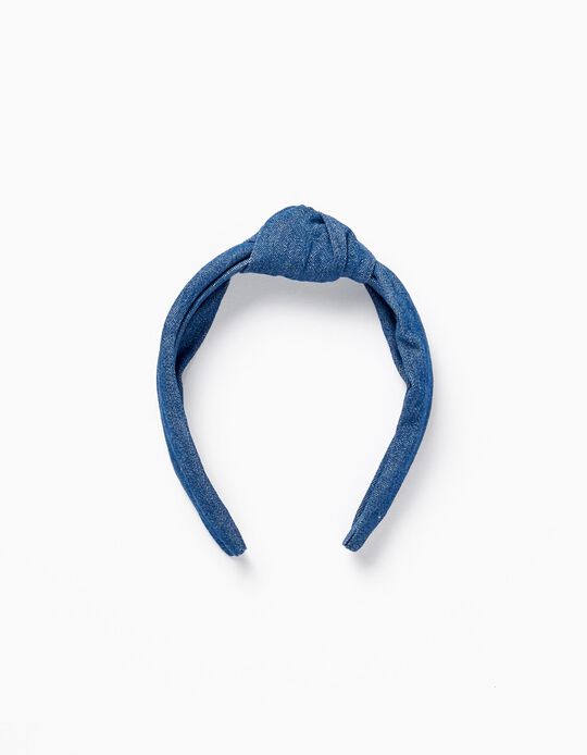 Denim Headband with Knot for Girls, Blue