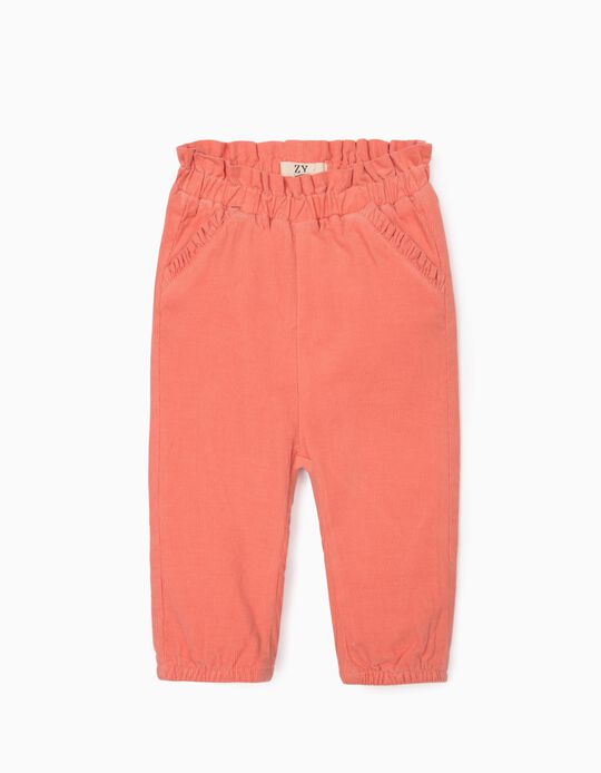 Corduroy Trousers for Newborn Baby Girls, Pink