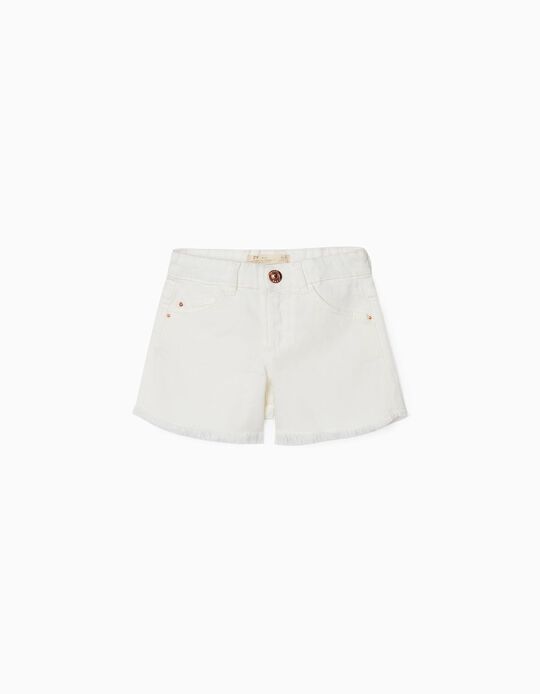 Denim Shorts for Girls, White