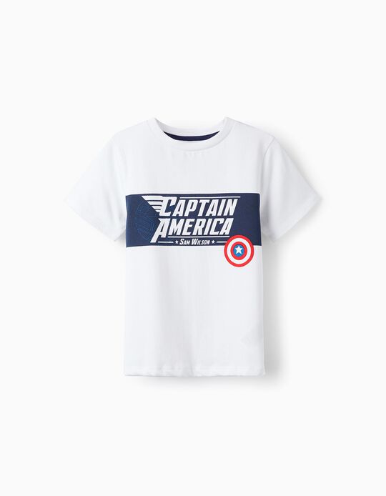 Cotton T-Shirt for Boys 'Captain America - Sam Wilson', White