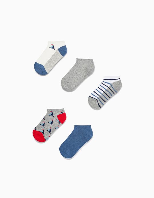 Pack of 5 Pairs of Socks for Boys 'Boats', Multicoloured