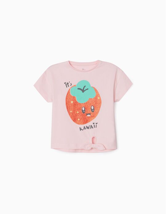 T-Shirt Fille 'Kawaii', Rose