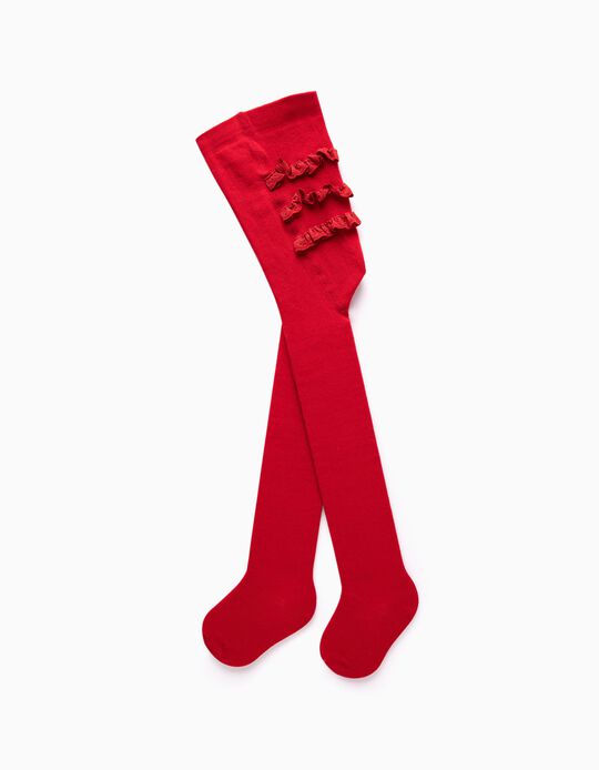 Knit Tights for Baby Girls, Red