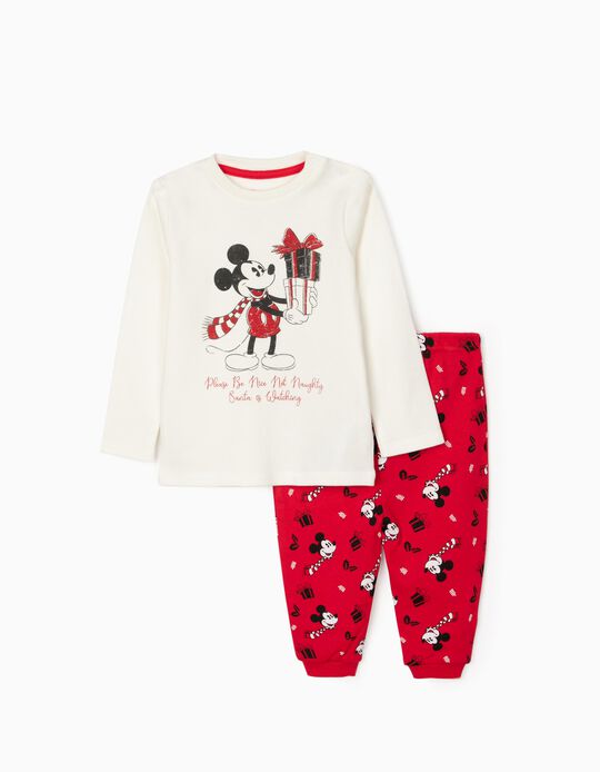 Christmas Pyjamas for Baby Boys 'Mickey', Blanc/Rouge