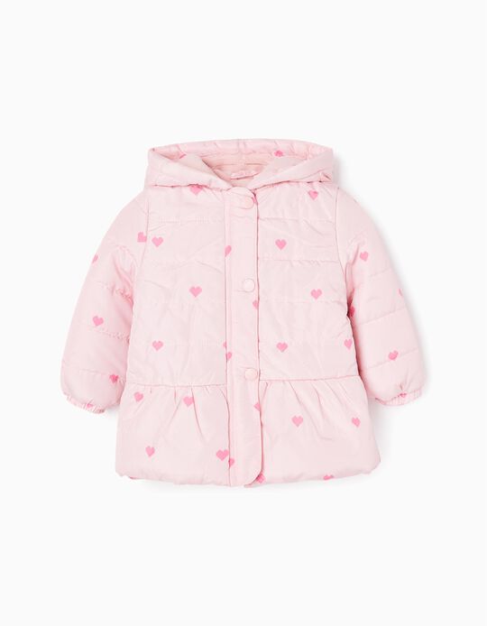 Padded Jacket with Polar Lining for Baby Girls, Pink
