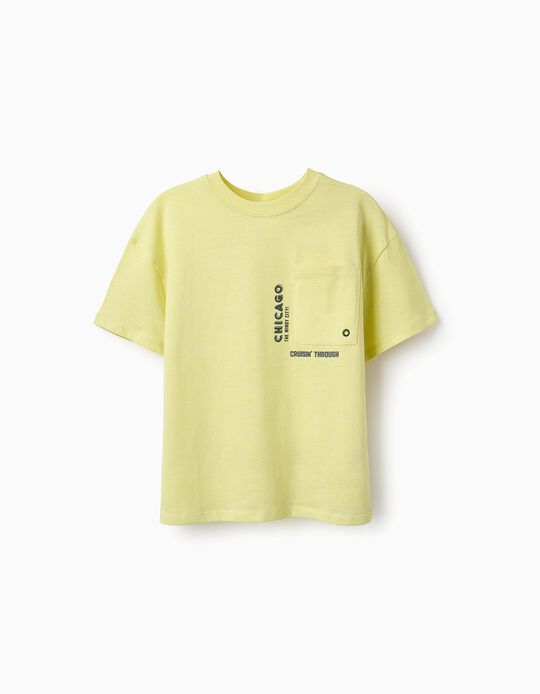 Comprar Online T-shirt de Algodão para Menino 'Chicago', Verde Néon