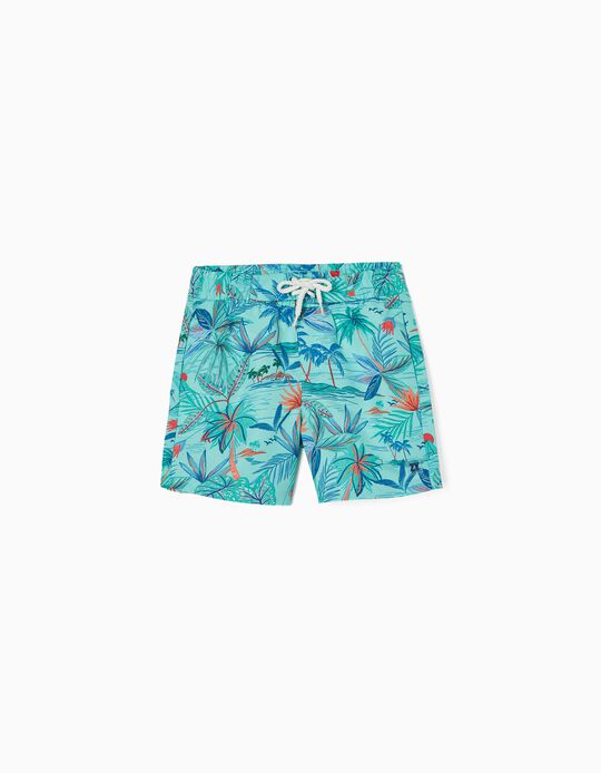 Swim Shorts for Boys 'Tropical', Aqua Green