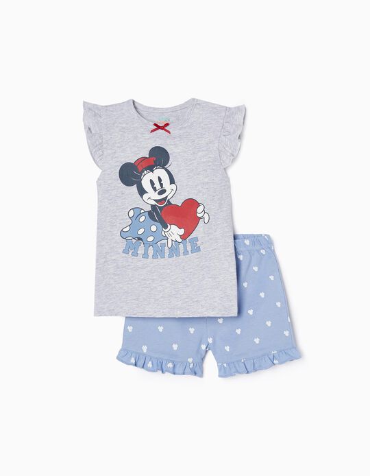 Pijama de Algodón para Bebé Niña 'Minnie', Azul/Gris