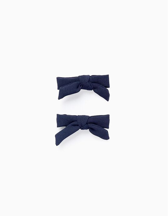Buy Online Pack 2 Hair Clips with Bow for Baby and Girls, Dark Blue