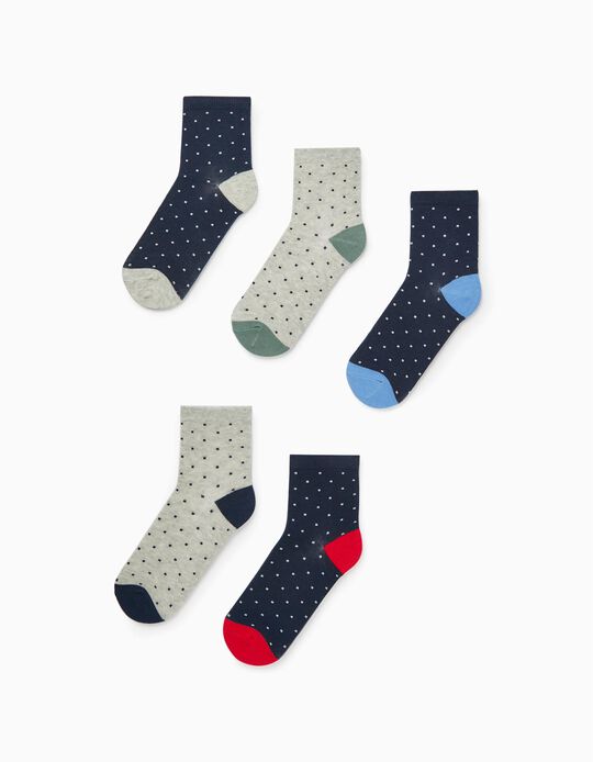 5-Pack Dotted Socks for Boys, Multicoloured