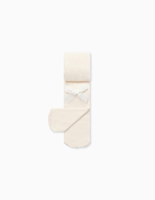 Comprar Online Collants de Microfibra com Laço para Bebé Menina, Branco