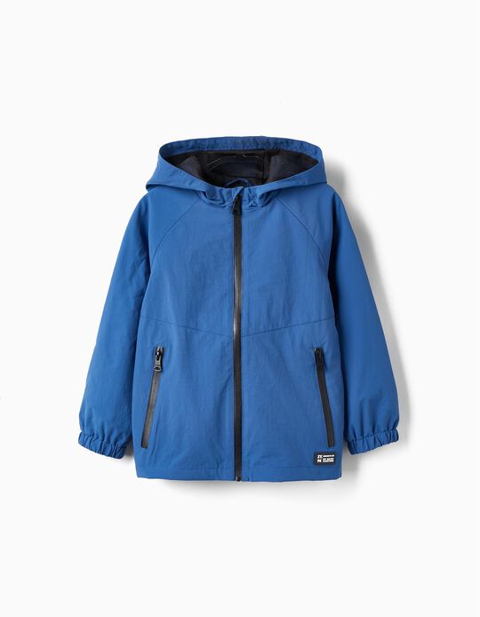 Hooded Windbreaker Jacket for Boys, Blue/Black