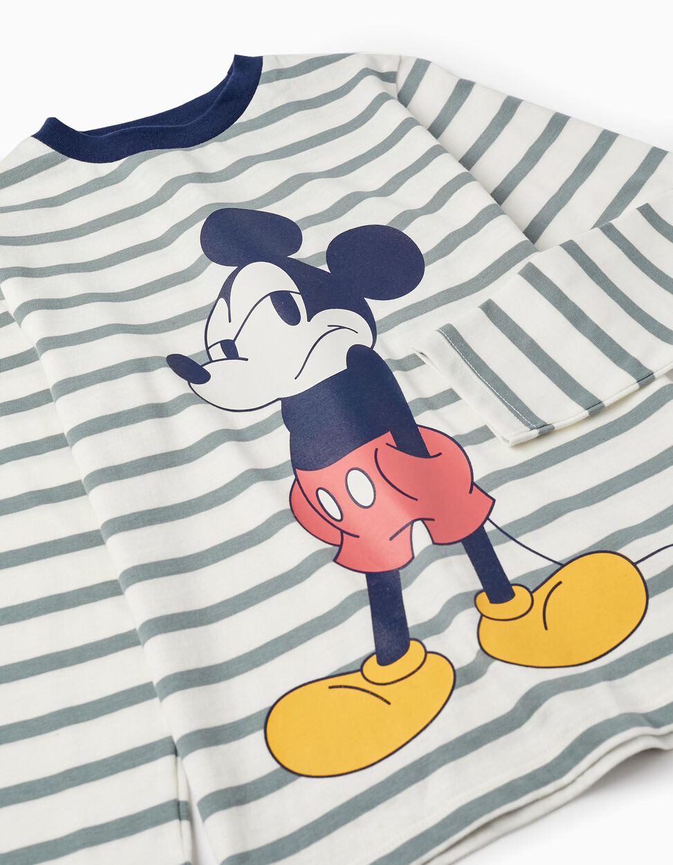 Comprar Online T-shirt de Manga Comprida às Riscas para Menino 'Mickey', Branco/Azul