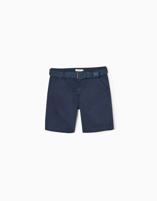 Shorts with Belt for Boys, Dark Blue