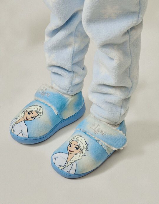 Zapatillas de Casa con Pelo para Niña 'Elsa', Azul/Blanco
