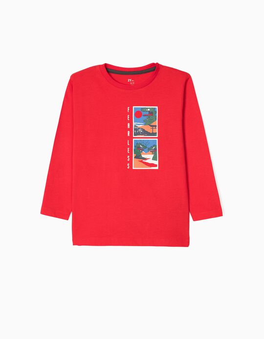 Long Sleeve T-Shirt for Boys 'Fearless', Red