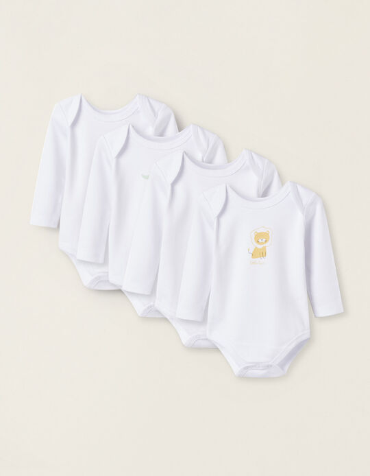 Pack of 4 Cotton Bodysuits for Newborns and Babies 'Animals', Multicolour