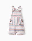 Striped Dungarees for Baby Boys, White/Blue/Red