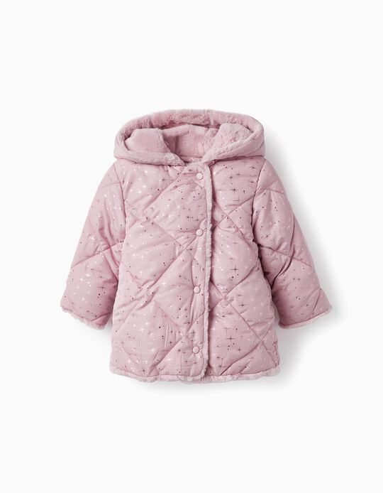 Padded Hooded Coat for Baby Girl, Pink