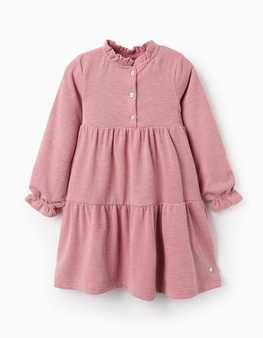 Comprar Online Vestido de Malha com Folhos para Menina, Rosa