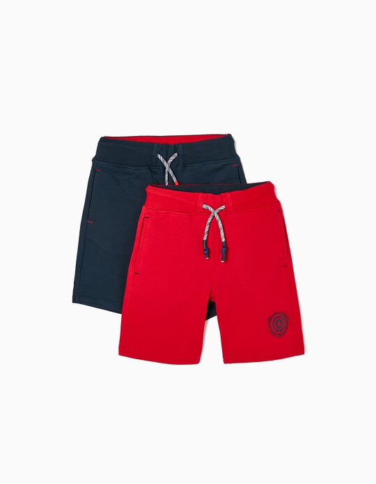 2 Shorts de Algodón para Niño 'Capitán América', Rojo/Azul Oscuro