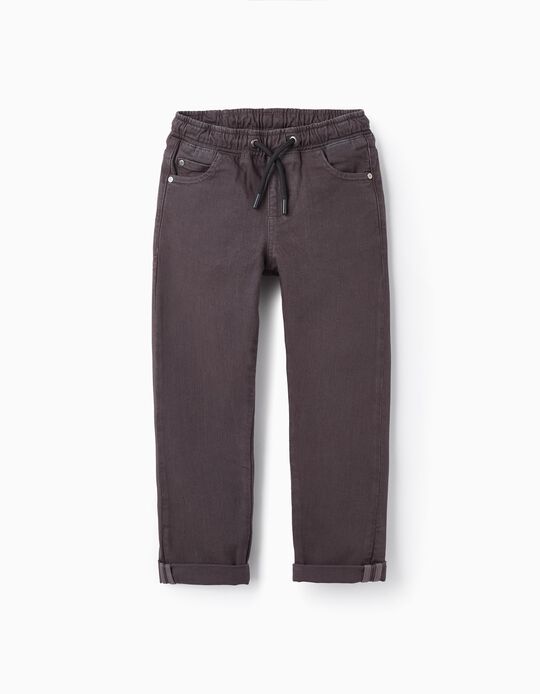 Slim Fit Sport Trousers for Boys, Dark Grey