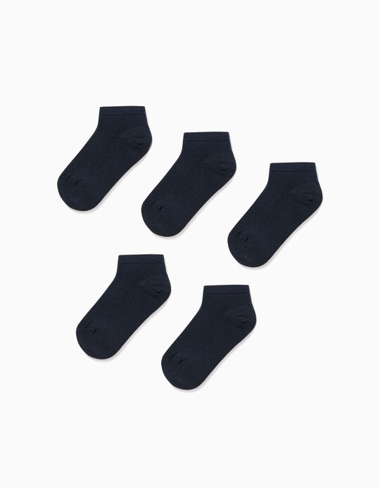5-Pack Pairs of Ankle Socks for Boys, Dark Blue