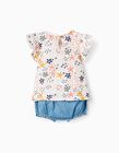 Buy Online T-shirt + Bloomers for Baby Girls, White/Blue