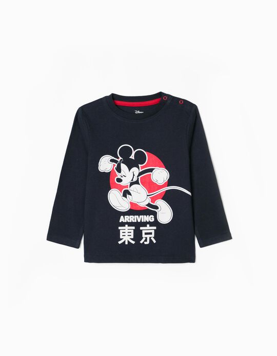 T-Shirt Manches Longues Bébé Garçon 'Mickey', Bleu Foncé