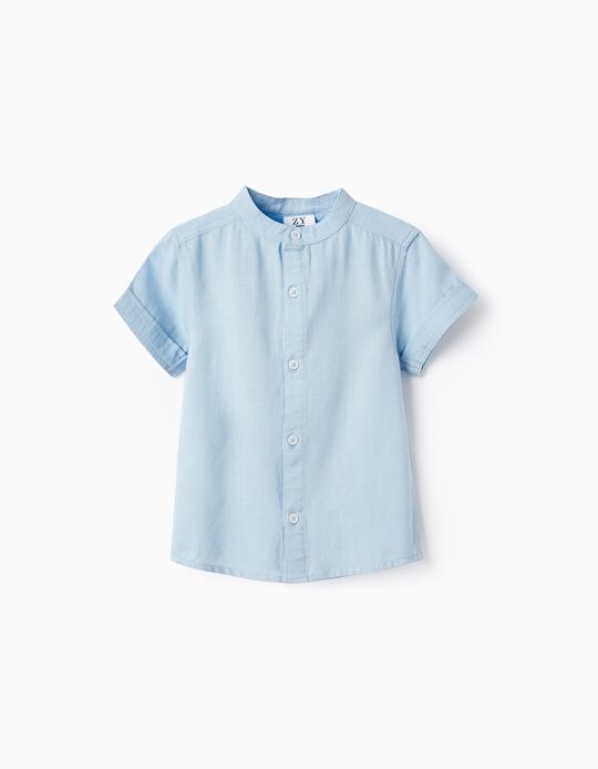 Camisa de Manga Curta para Bebé Menino, Azul Claro