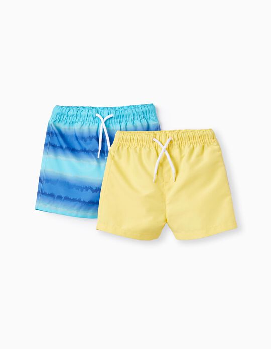 2 Bañadores Shorts para Bebé Niño 'Ondas', Amarillo/Azul