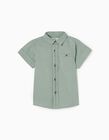 Short Sleeve Shirt in Coton and Linen for Baby Boys, Green