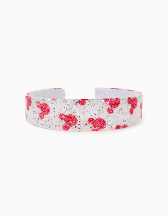 Glittery Alice Band for Girls, 'Minnie Mouse', White/Red