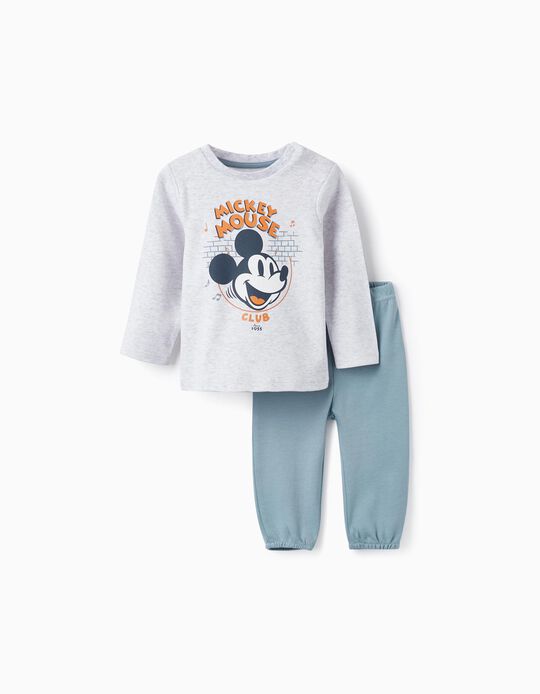 Pijama de Algodão para Bebé Menino 'Mickey', Cinza/Azul
