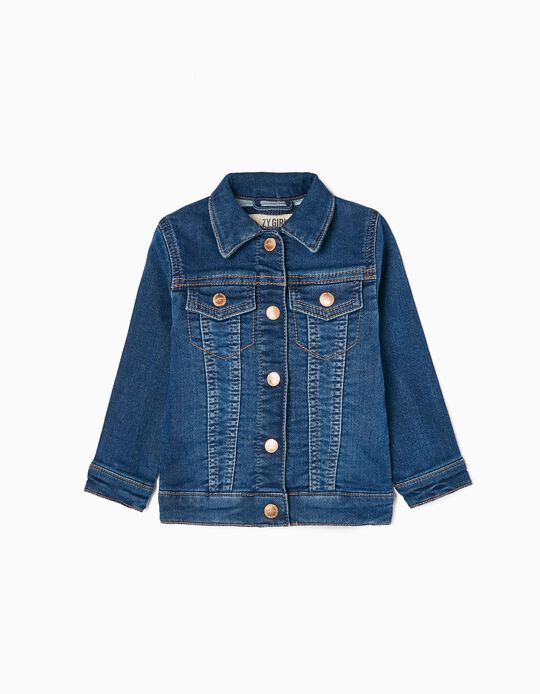 Cotton Denim Jacket for Baby Girls, Blue