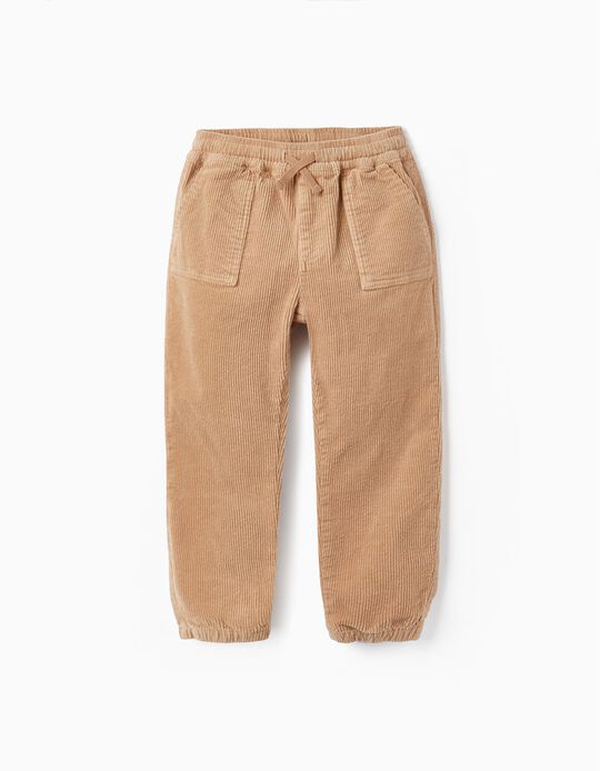 Slim Fit Corduroy Trousers for Boys, Beige