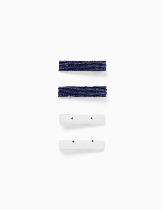 4-Pack Hair Clips for Babies and Girls, Blue/White