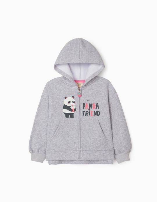 Hooded Jacket for Girls 'Panda Friend', Grey