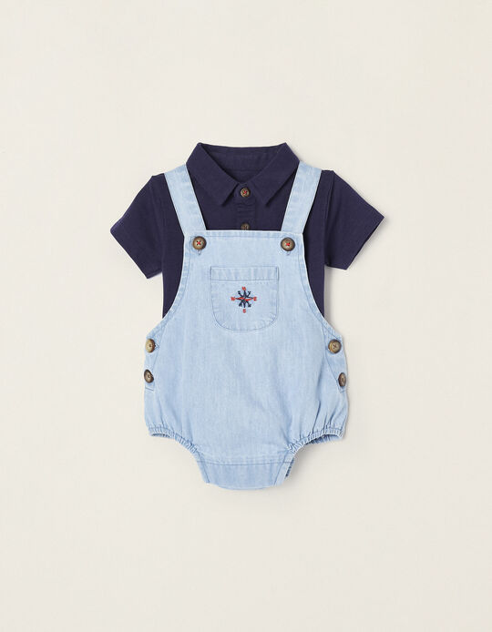 Bodysuit + Jumpsuit Set for Newborn Baby Boys, Blue