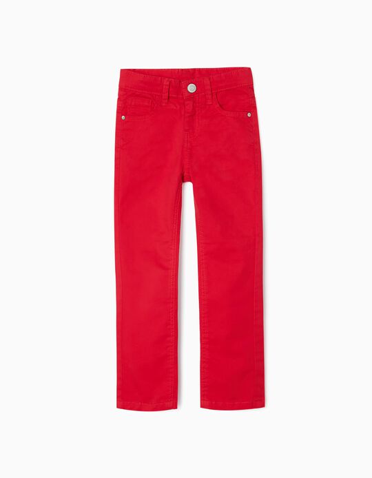 Twill Trousers for Boys 'Slim Fit', Red