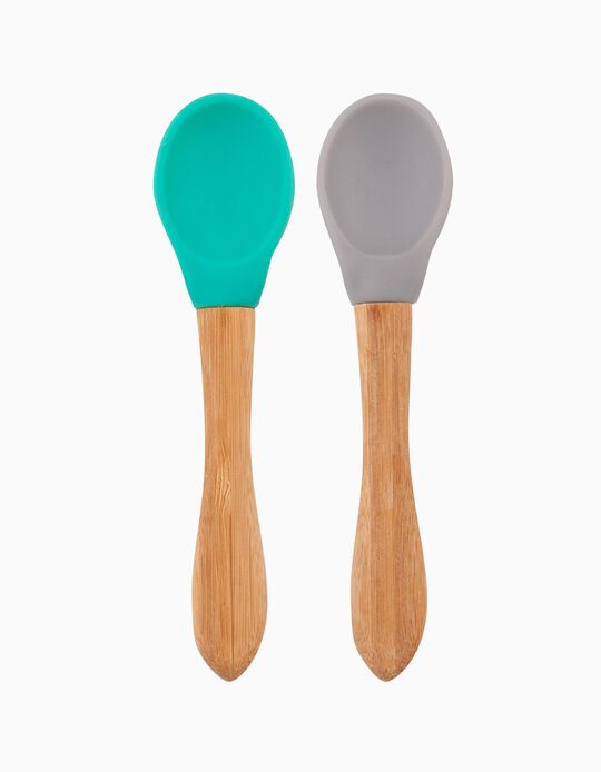 Buy Online Pack of 2 Spoons by Minikoioi, Green & Grey