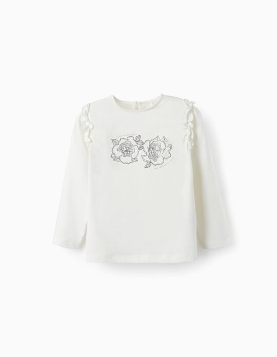Cotton T-Shirt for Girls 'Girls are beautiful', White