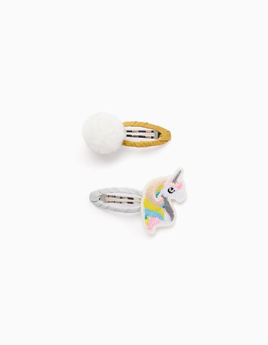 Comprar Online Pack 2 Ganchos para Bebé e Menina 'Pompom & Unicórnio', Multicolor