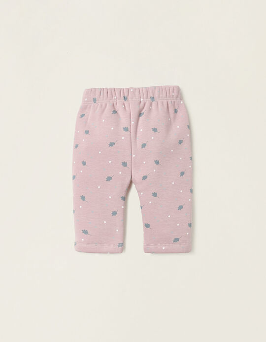 Buy Online Thermal Effect Trousers for Newborn Girls 'Leaves & Dots', Pink