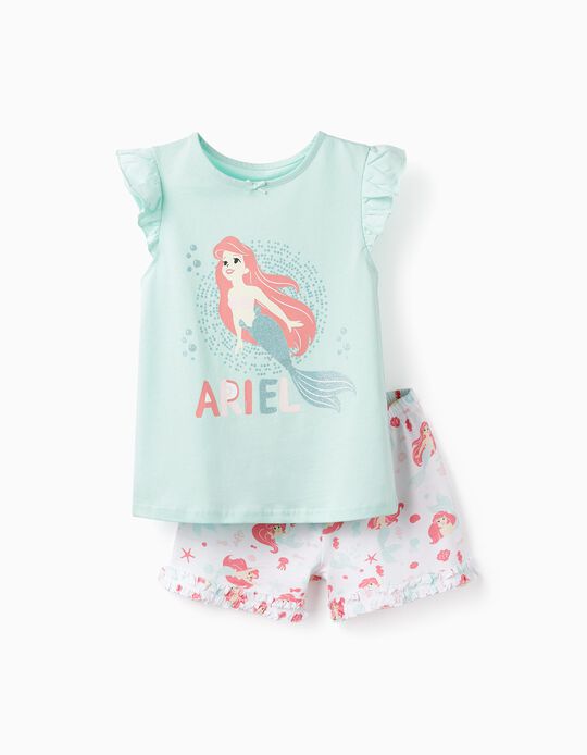 Cotton Pyjamas for Girls 'The Little Mermaid', Pink/Aqua Green
